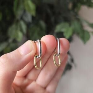 18k Mixed Gold Hoop Earrings
